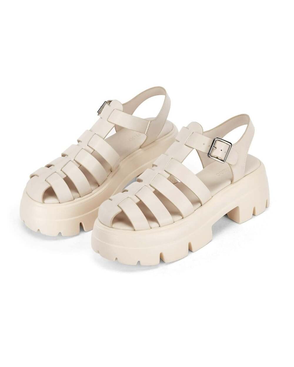 Light Pink Platform Chunky Lug Sole Strappy Square Toe Fisherman Sandals Shoe